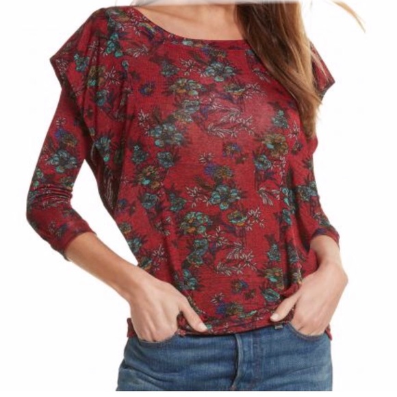 Free People Tops - Free People Red Dock Street Shirt